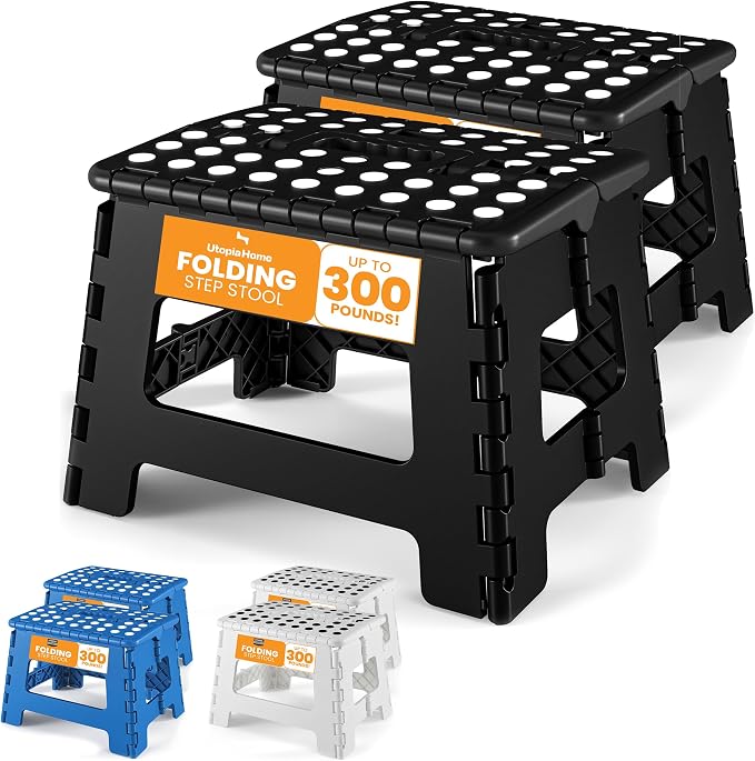 Utopia Home Folding Step Stool 9 Inch, built-in handle, and 300 lbs support by UTOPIAHOME