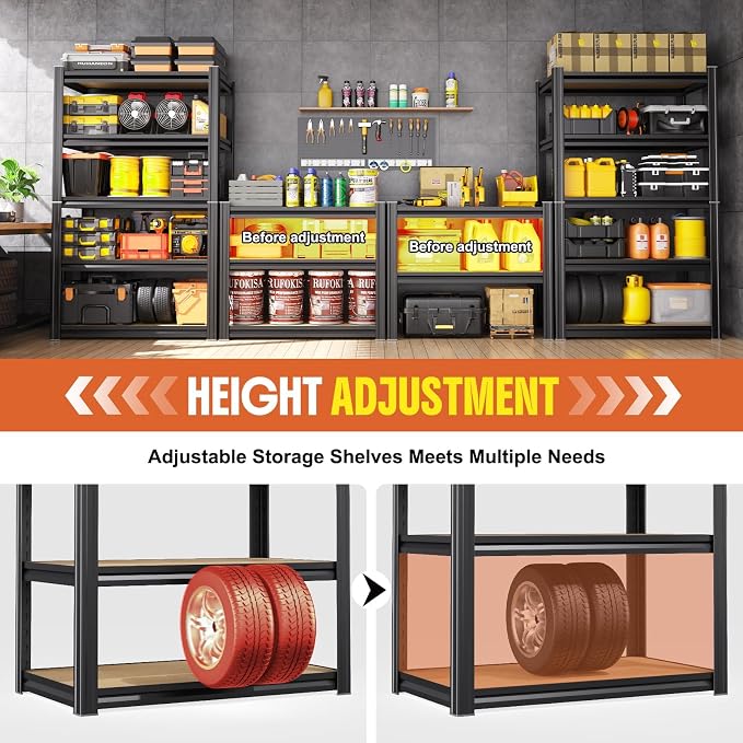 71.2''H Storage Shelves, 2000lbs Garage Shelving, Adjustable Heavy Duty - Image 4