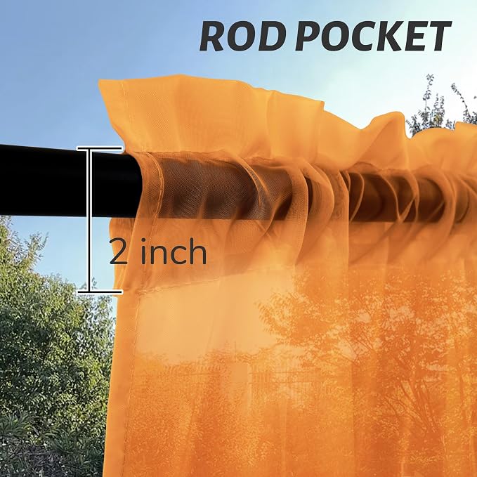 Outdoor Sheer Curtains for Patio Waterproof, 4 Panels Rod Pocket Indoor/Outdoor - Image 2