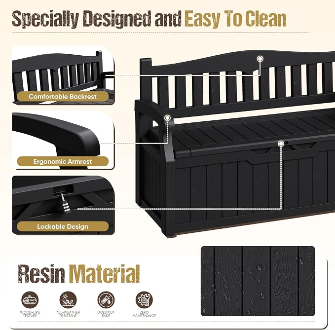 80-Gallon Outdoor Storage Bench - Image 6