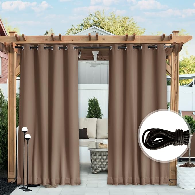 NICETOWN 2 Panels Outdoor Curtains Bottom Fixed - Image 9