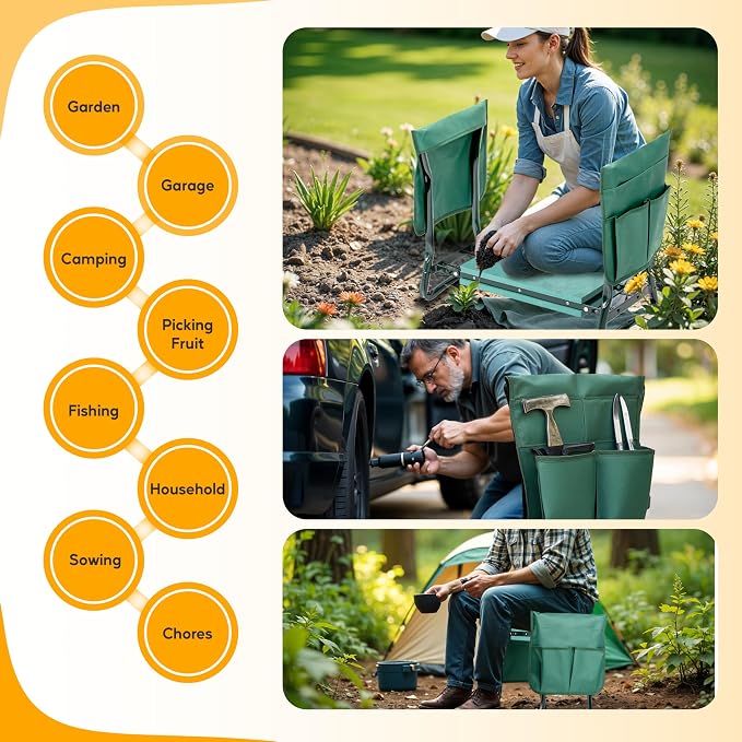 Simple Deluxe Garden Kneeler and Seat, Foldable Kneeling Stool - Image 6