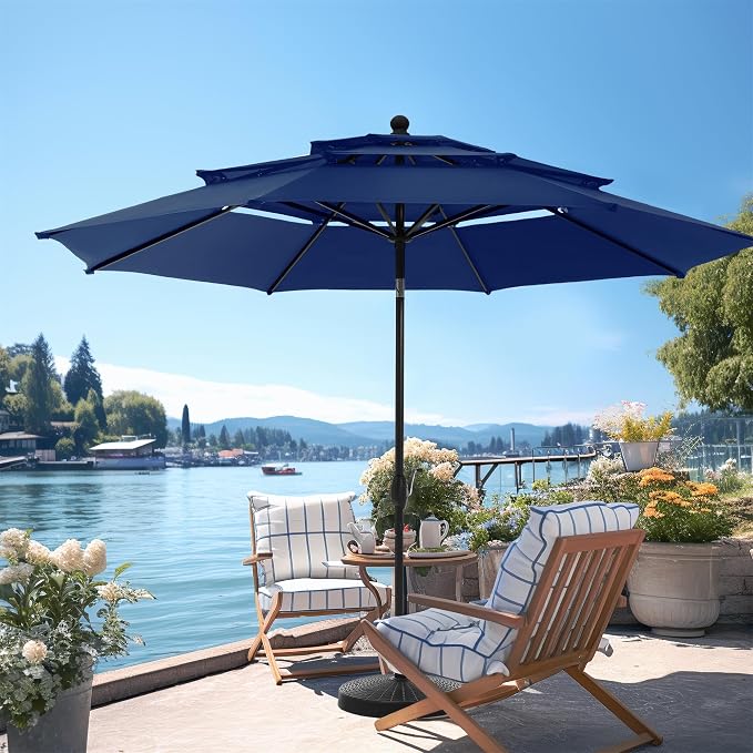 PHI VILLA 10ft Outdoor Patio Umbrellas, 3 Tier Vented Table Umbrella, 1.5" Pole - Image 7