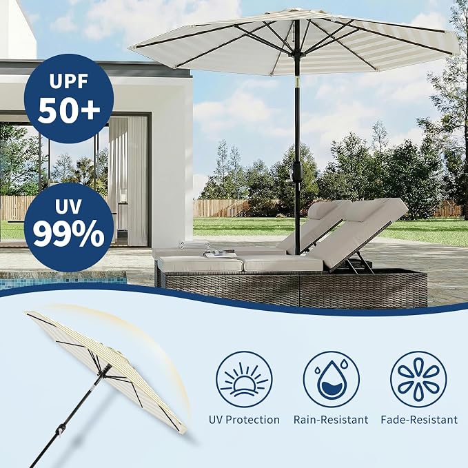 GarveeLife 9FT Patio Umbrella Outdoor, Market Umbrella, Table Umbrella - Image 3
