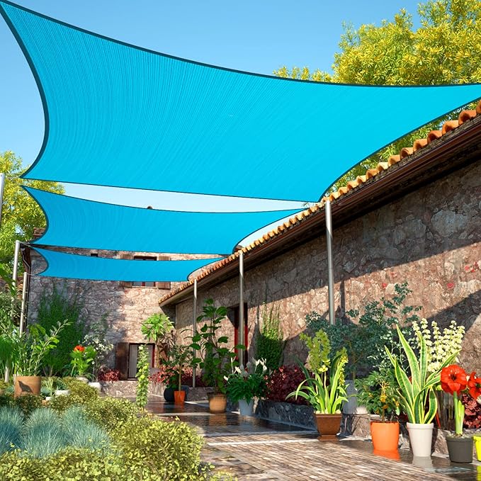 6' x 9' Turquoise Sun Shade Sail Rectangle SMSLR Canopy Fabric Cloth Screen by ShadeMart