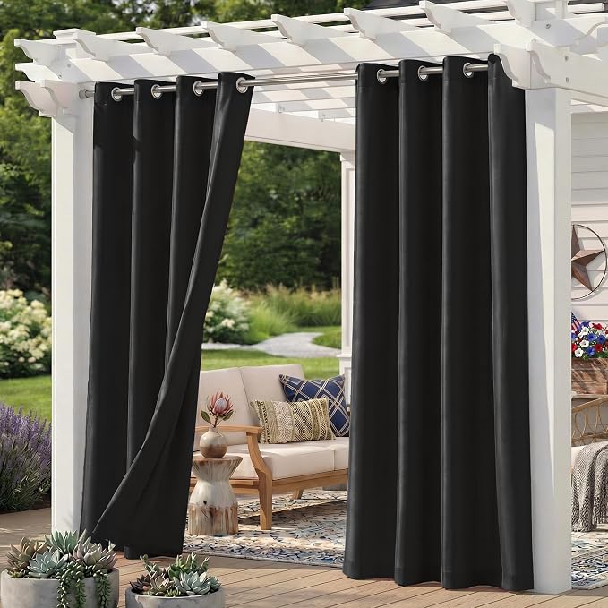 Set of 4 Outdoor Curtains for Patio Waterproof, Breathable Grommet Panels for by Sunshelf