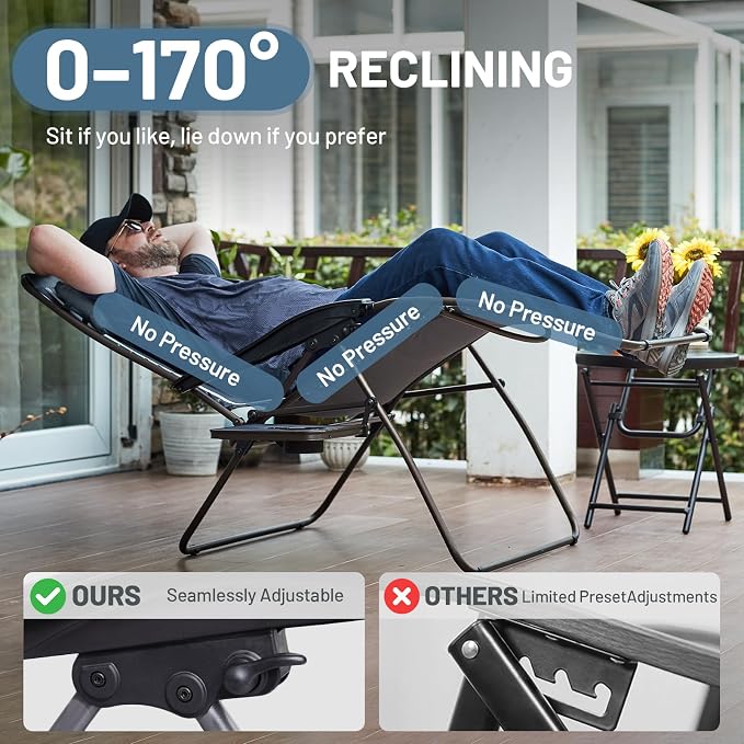Timber Ridge Oversized Zero Gravity Chair, 33In Wide XXL Zero Gravity Reclining - Image 7