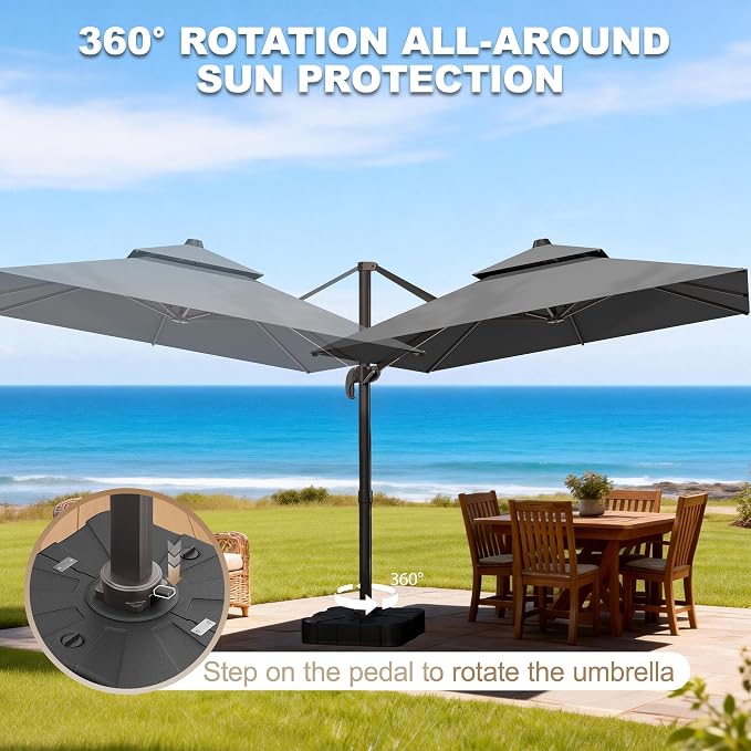 10x10Ft Patio Umbrella Outdoor Cantilever Rectangle Umbrella - Image 3