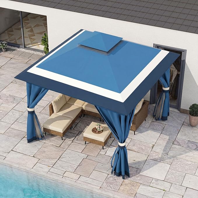 10'x10' Outdoor Gazebo, Metal Frame Heavy Duty Patio Canopy Tent Shelter - Image 4