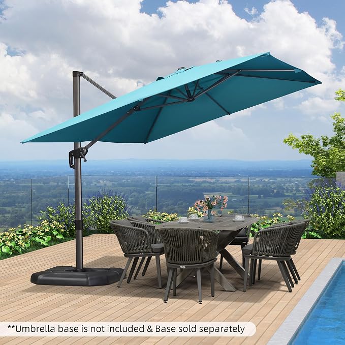 PURPLE LEAF Patio Umbrella 9' x 11.5' All-Day Shade Control Turquoise | More - Image 3