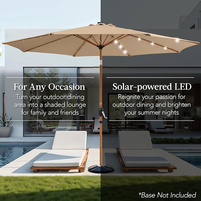 Best Choice Products 10ft Solar Market Patio Umbrella w/Woodgrain Pattern Pole - Image 4