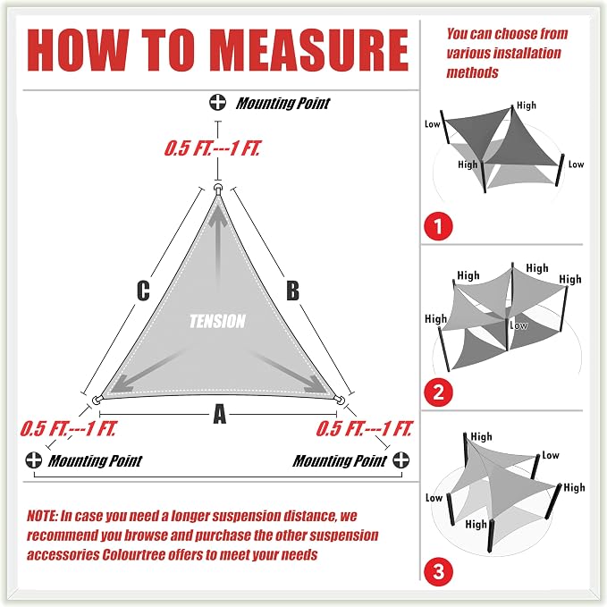ColourTree 20' x 20' x 28.3' Blue Right Triangle CTAPRT16 Sun Shade Sail Canopy - Image 6