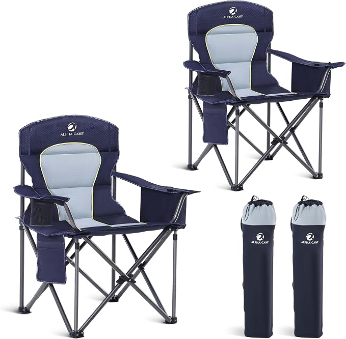 LET'S CAMP Folding Camping Chair Oversized Heavy Duty Padded Outdoor Chair | by LETSCAMP