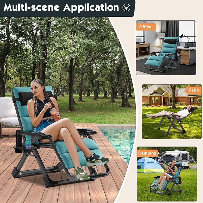 MOPHOTO Zero Gravity Chair, Outdoor Padded Lounge Chair - Image 6