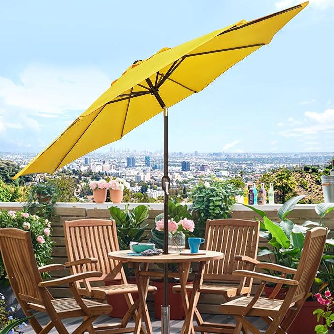 9' Outdoor Patio Umbrella, Outdoor Table Umbrella, Yard Umbrella, Market - Image 6