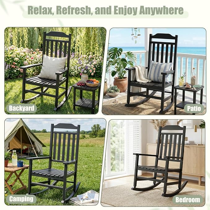 EFU Outdoor Rocking Chairs Set of 2, All Weather Rocking Chair | Sturdy & - Image 6
