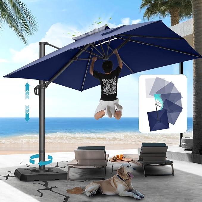 HOTEEL 10x10ft Patio Umbrella Cantilever Umbrella Double Top by HOTEEL