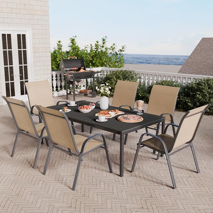 Patio Chairs Set of 8, Stackable Outdoor Dining Chairs Set - Image 7