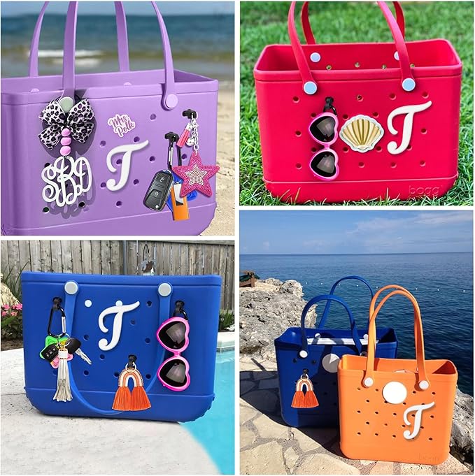 Mity rain Letter Charms for Bogg Bag，Alphabet Lettering Accessories Charms Compatible with Bogg Bag Original All Models, Insert Decorative Letter for Handbag Beach Tote Bag T