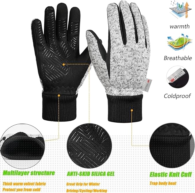 MOREOK Winter Gloves for Men/Women -10°F 3M Thinsulate Warm Touch Screen Snow Ski Bicycle Bike Gloves for Driving/Cycling/Running/Hiking