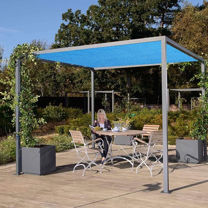 Eden's Decor Straight Flat-Edged Sun Shade Sail Rectangular 14' x 19' Blue - Image 7