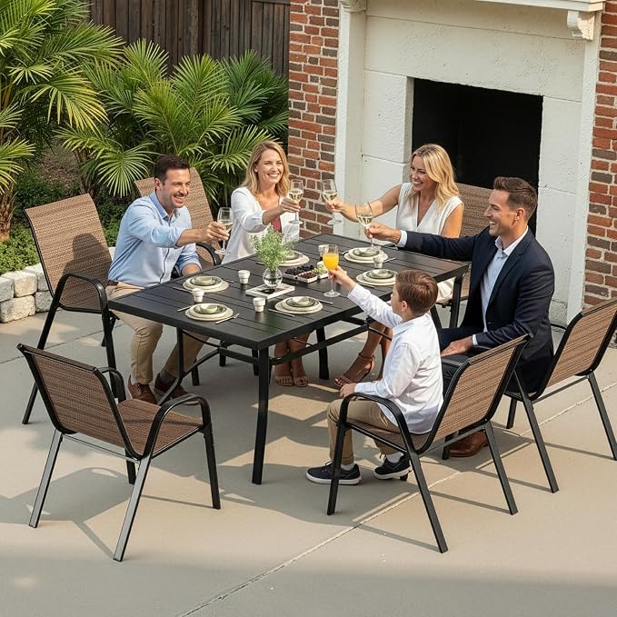Stackable Outdoor Dining Chairs Set of 4, Textilene Patio Chairs - Image 7
