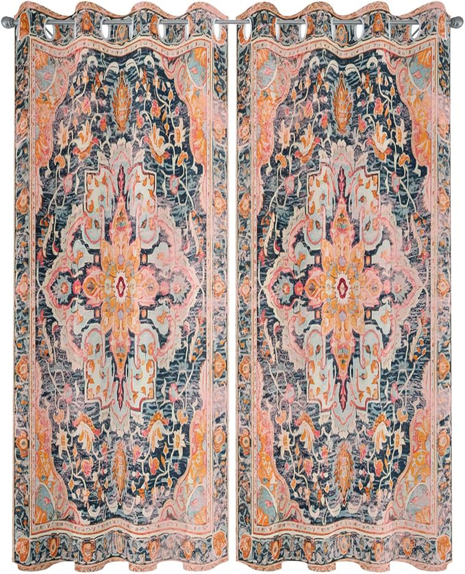 Rustic Boho Outdoor Curtains for Patio Waterproof, Grommet Privacy Curtain - Image 2