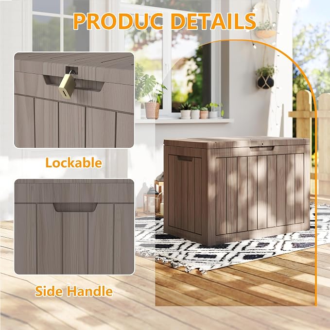 Outdoor Storage Box, 50 Gallon Waterproof Deck Box, Snap-Together Storage Bin - Image 4