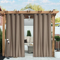 NICETOWN 2 PCs Outdoor Curtains Waterproof Fixed Bottom W52xL84 Soft Brown | by NICETOWN
