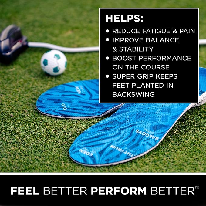currex GolfPro Insoles for Golf Shoes – Arch Support Inserts to Improve Balance, Stability, Comfort & Performance, Help with Foot & Heel Pain Relief – for Men & Women – Low Arch, XS