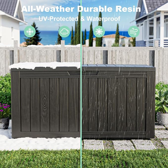 80 Gallon Outdoor Deck Box, Lockable Waterproof Outdoor Storage Boxes - Image 4