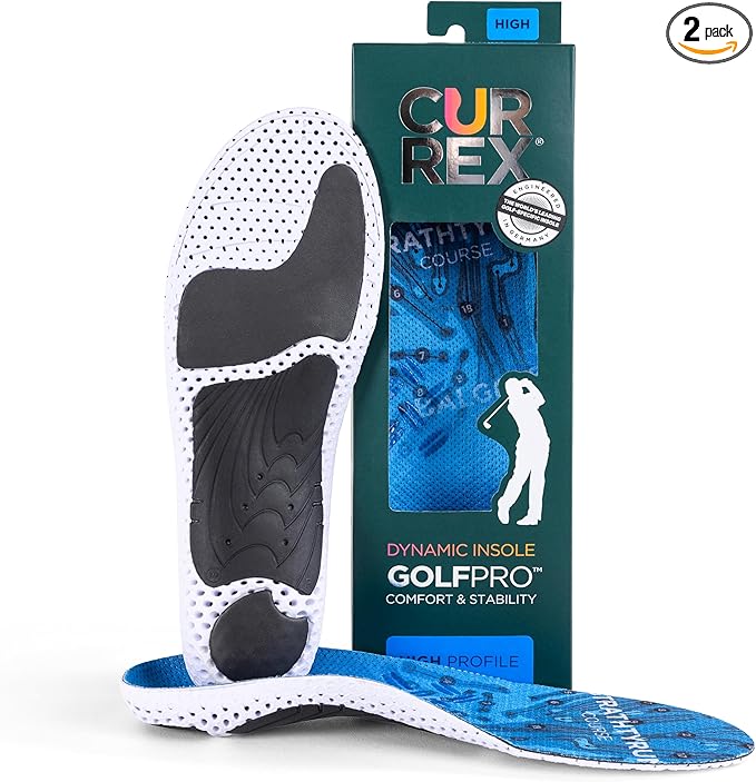 CURREX GolfPro Insoles for Golf Shoes – Arch Support Inserts to Improve Balance, Stability, Comfort & Performance, Help with Foot & Heel Pain Relief – for Men & Women – High Arch, XL