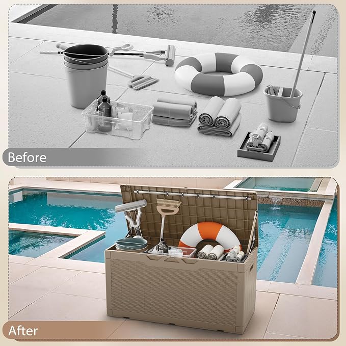 Devoko 100 Gallon Deck Box Waterproof Outdoor Storage Box - Image 5