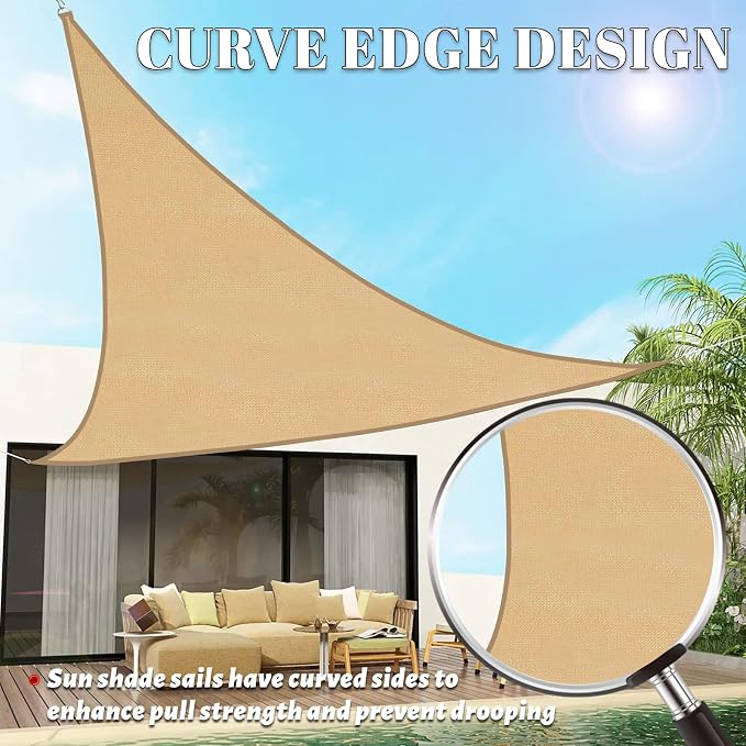 Sun Shade Sail 13'x23'x26.4' Sand Triangle Shade Cover Custom Size | 95% UV - Image 3
