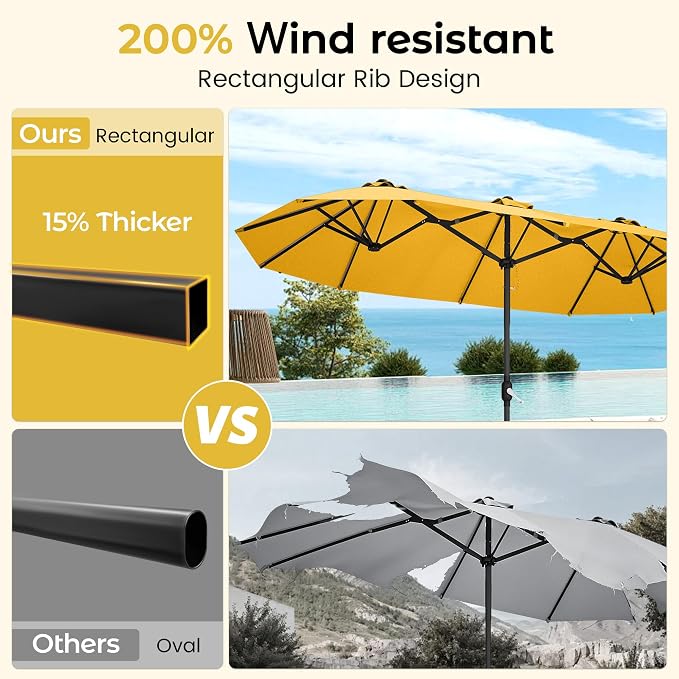 DomeShade 15FT Double-Sided Patio Umbrella - Image 5