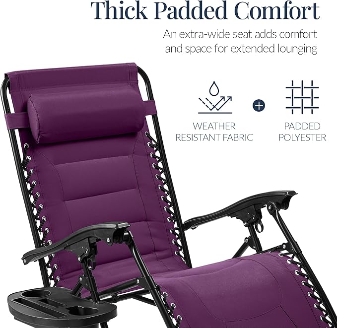 Best Choice Products Oversized Padded Zero Gravity Chair, Folding Outdoor Patio - Image 4