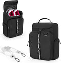 Golf Shoe Bag Holds A Pair of Shoes US Mens 14, Golf Shoe Carrier with Free Gloves Holders (A Pair), Front and Side Accessory Pockets for Tees, Gloves and Ball, Black