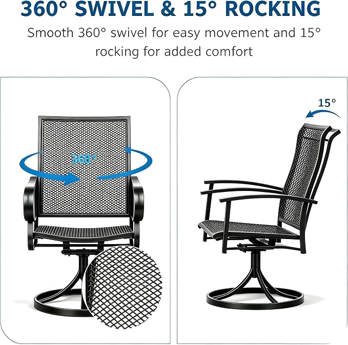 Outdoor Patio Dining Chairs Set of 4, All-Weather Metal Mesh Chairs - Image 6