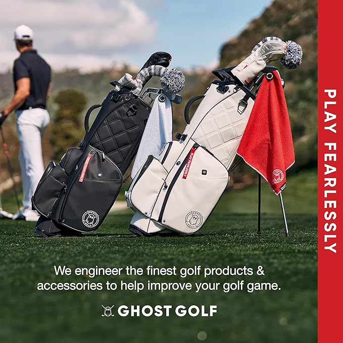 Ghost Golf Magnetic Towel (Greenside) - Premium Ultra-Absorbent Microfiber Golf Towel with Magnet for Golf Carts or Clubs - 18" x 18" Golfing Gear - Waffle Weave Pattern (Orange)