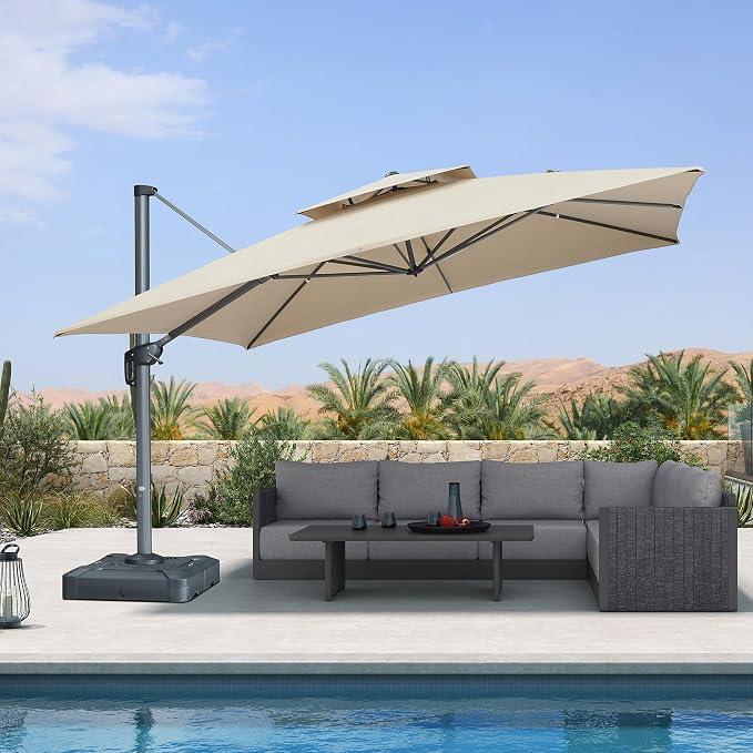 PURPLE LEAF Sunbrella Patio Umbrella 12 Feet Outdoor Umbrella Spectrum Sand | - Image 2