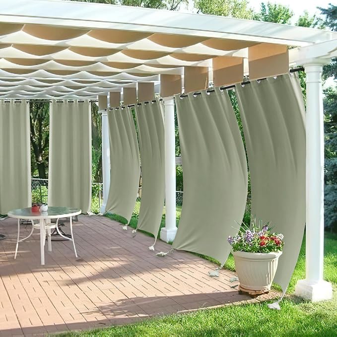 RYB HOME Outdoor Curtains for Patio Waterproof, Windproof - Image 3