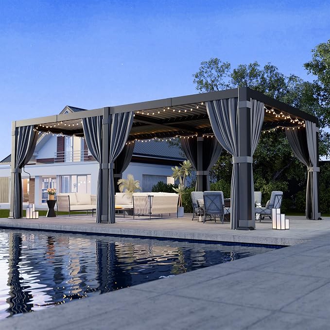 Airwire 12'x20' Louvered Pergola Aluminum Frame Gray | Outdoor Pergola by AirWire