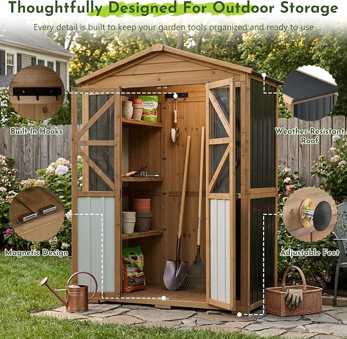 Outdoor Wooden Storage Shed Cabinet - Image 4
