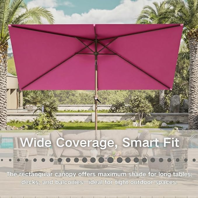 6.5' x 10' Rectangular Patio Umbrella Large Outdoor Market Umbrella w/UV - Image 7