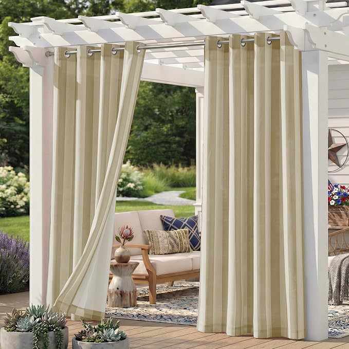 4 Panels Outdoor Stripe Curtains by Sunshelf