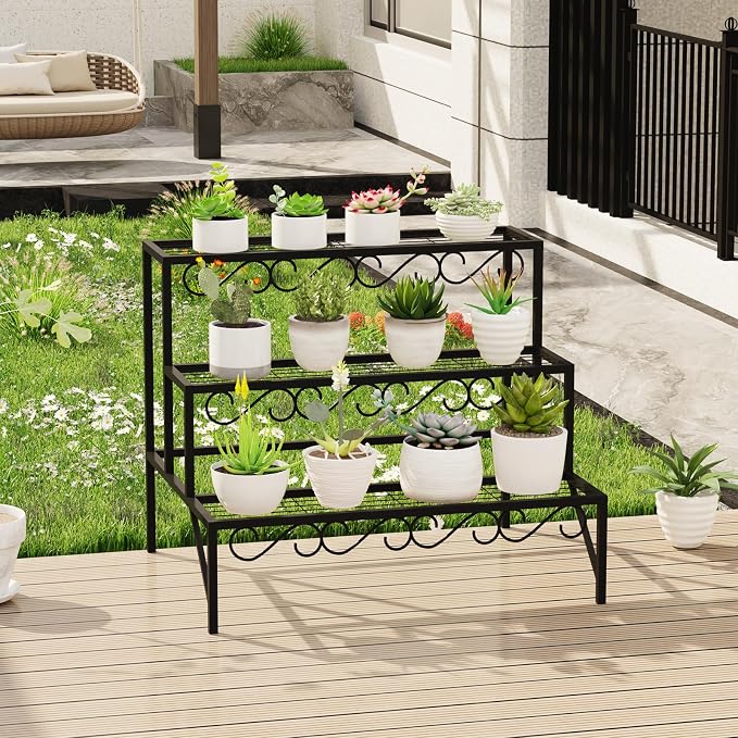 3-Tier Metal Plant Stand, Heavy Duty Flower Pot Display Rack | Heavy-duty metal - Image 5