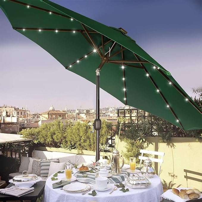 9 ft Solar Umbrella, 32 LED Lighted Patio Umbrella, Table Market Umbrella - Image 7