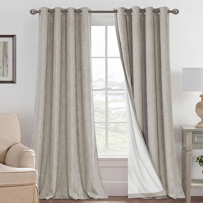 H.VERSAILTEX Blackout Curtains Linen Curtains 120 inches Long 100% Black Out by HVERSAILTEX