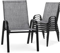 24.4" Wide Outdoor Stackable Chairs Set of 6 | Stacking Patio Chairs by Villeston