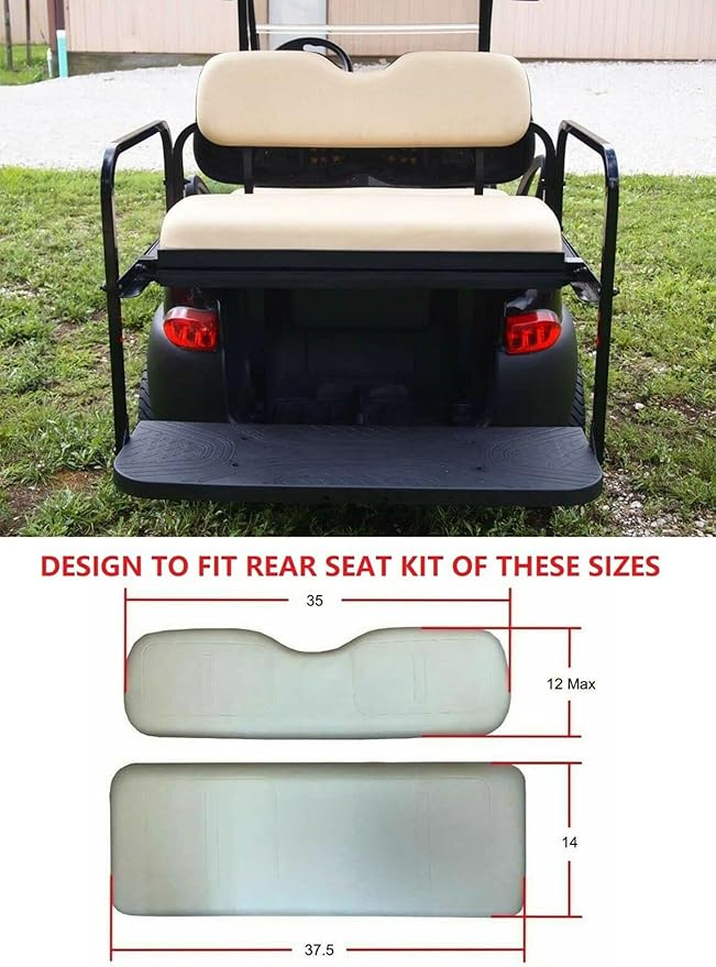 Huskey 4PCS Golf Cart Front/Rear Seat Covers for Club Car DS 2000.5 UP G&E Models Custom Two-Tone Black/Red Diamond Stitching with Red Piping, Marine Grade Vinyl Material, Staple on Design